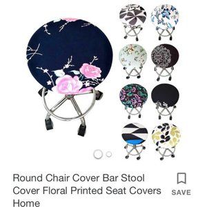 Round black barstool seat cover faux leather